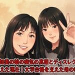西村知美と娘・咲々（ささ）のイラスト。病気の噂を乗り越え、母の支えで大学合格を勝ち取った親子愛のイメージ